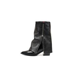NEW HALMANERA women's foldover lug sole boot in black
